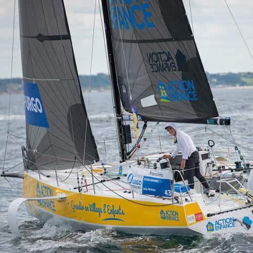 Loïck Peyron sur son voilier 