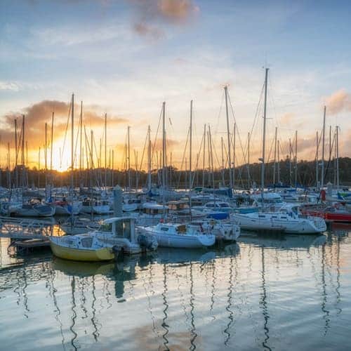 Coucher de soleil sur les voiliers
