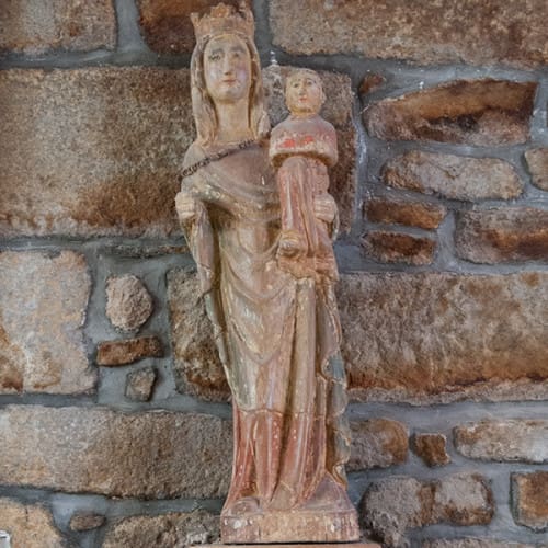 Statue ancienne de Vierge à l'enfant
